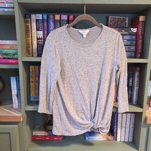 Gray Women's Top with Knot Detail